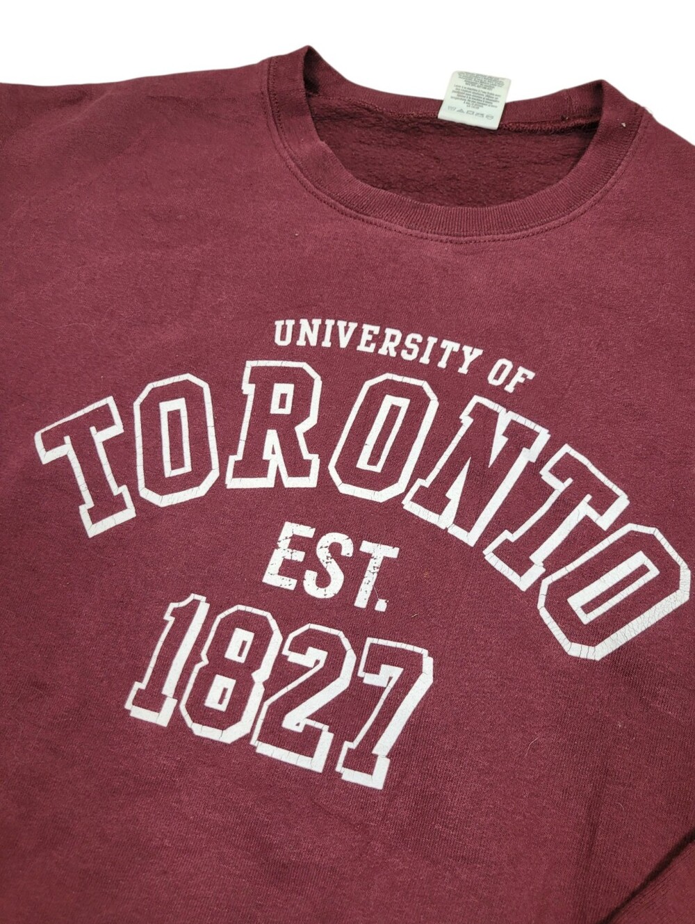 Y2K University Of Toronto Burgundy Red Sweatshirt Top Size: M